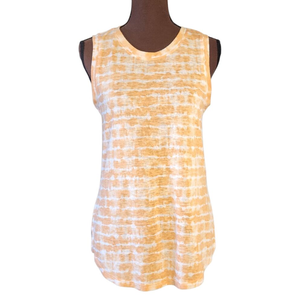 Athleta Tank Top Women Size S Sleeveless Orange White Casual Stretch Sport